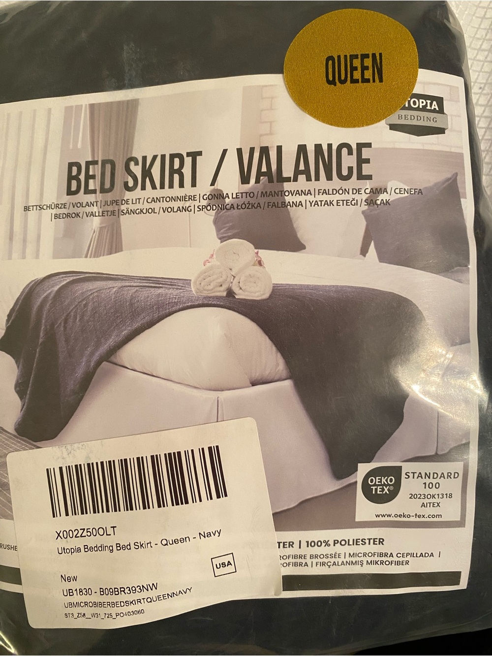 Queen Bed Skirt / Valance - Navy